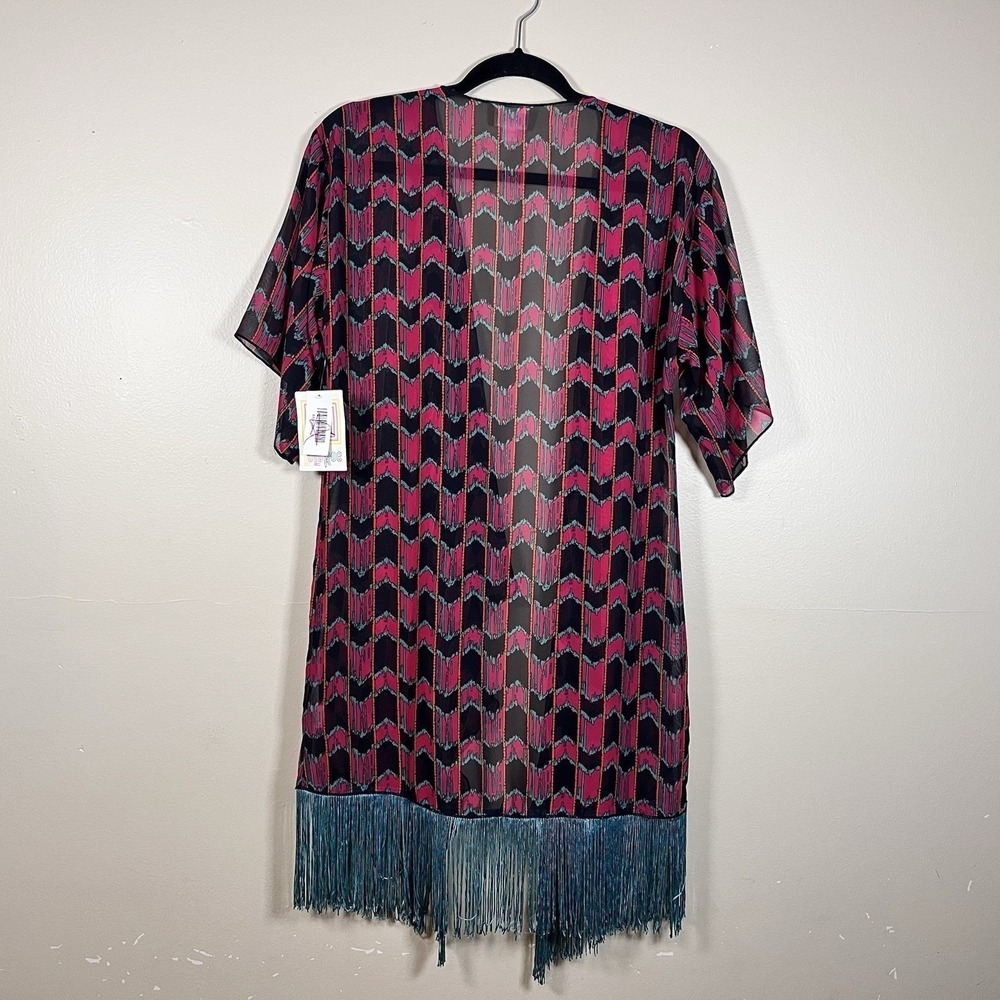 NWT LuLaRoe Sheer Fringe Kimono S Boho Duster Cardigan Festival Layering - Picture 8 of 10